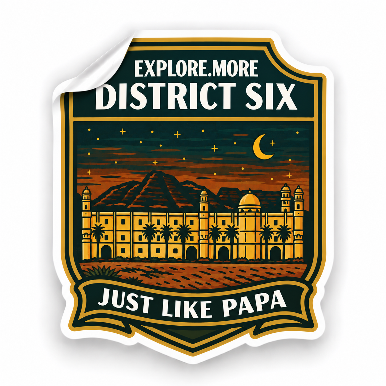 Just Like Papa Destination Sticker - District Six