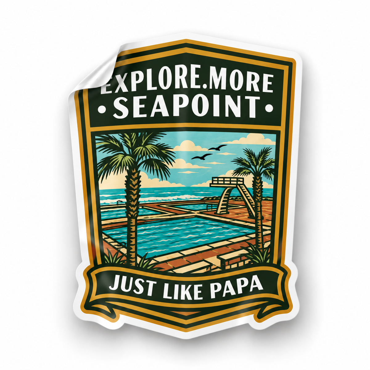 Just Like Papa  Destination Sticker - Seapoint