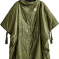 Green poncho with a hood on a white background