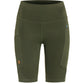 Green shorts with brand logo on a white background