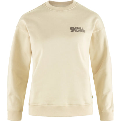 Beige sweatshirt with a logo on a white background